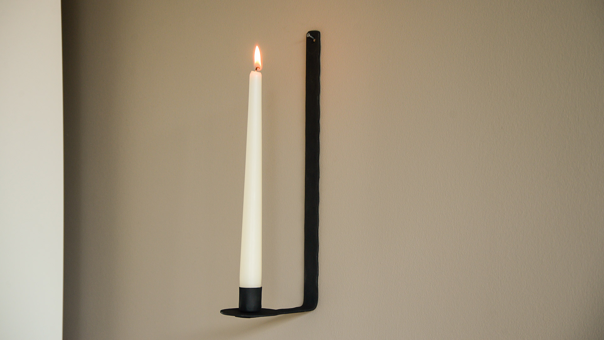 Candleholders Sales 2 Candleholders Sales -Candleholders Sales black wall mounted candlestick holder side view lit
