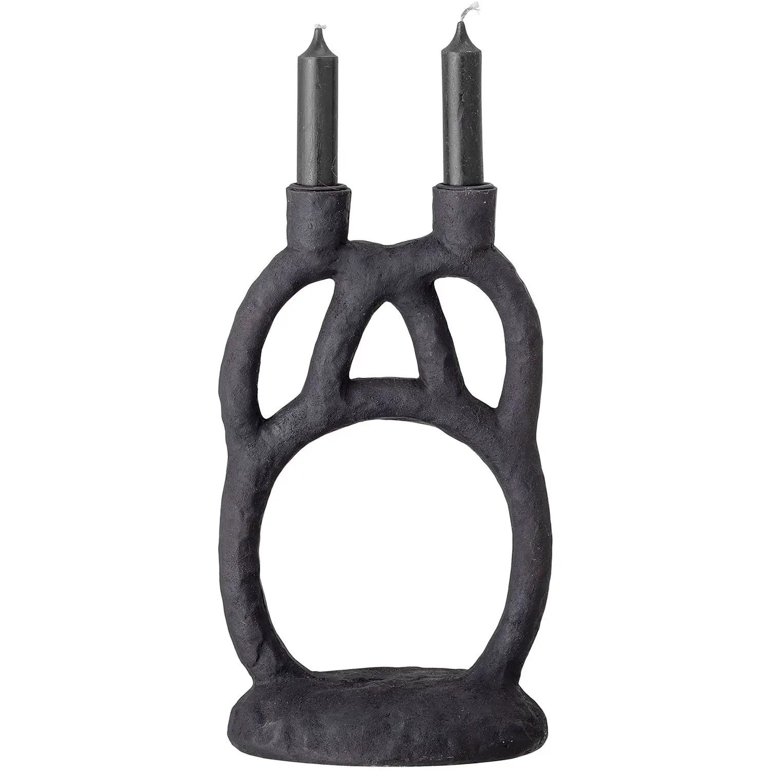 Bloomingville Polyresin Candle Holder Duo, Black 4 Bloomingville Polyresin Candle Holder Duo, Black - Image 2