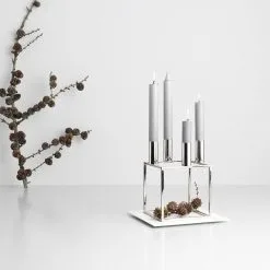 By Lassen Kubus 4 Candle Holder, Nickel -Candleholders Sales by lassen kubus 4 candle holder 24