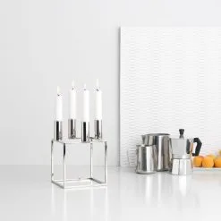 By Lassen Kubus 4 Candle Holder, Nickel -Candleholders Sales by lassen kubus 4 candle holder 25