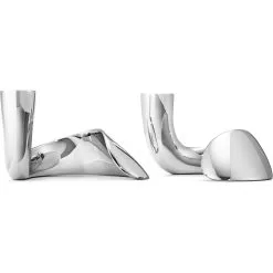 Georg Jensen Bloom Candle Holder Set Of 2, Stainless Steel -Candleholders Sales georg jensen bloom candle holder set of 2 stainless steel 30
