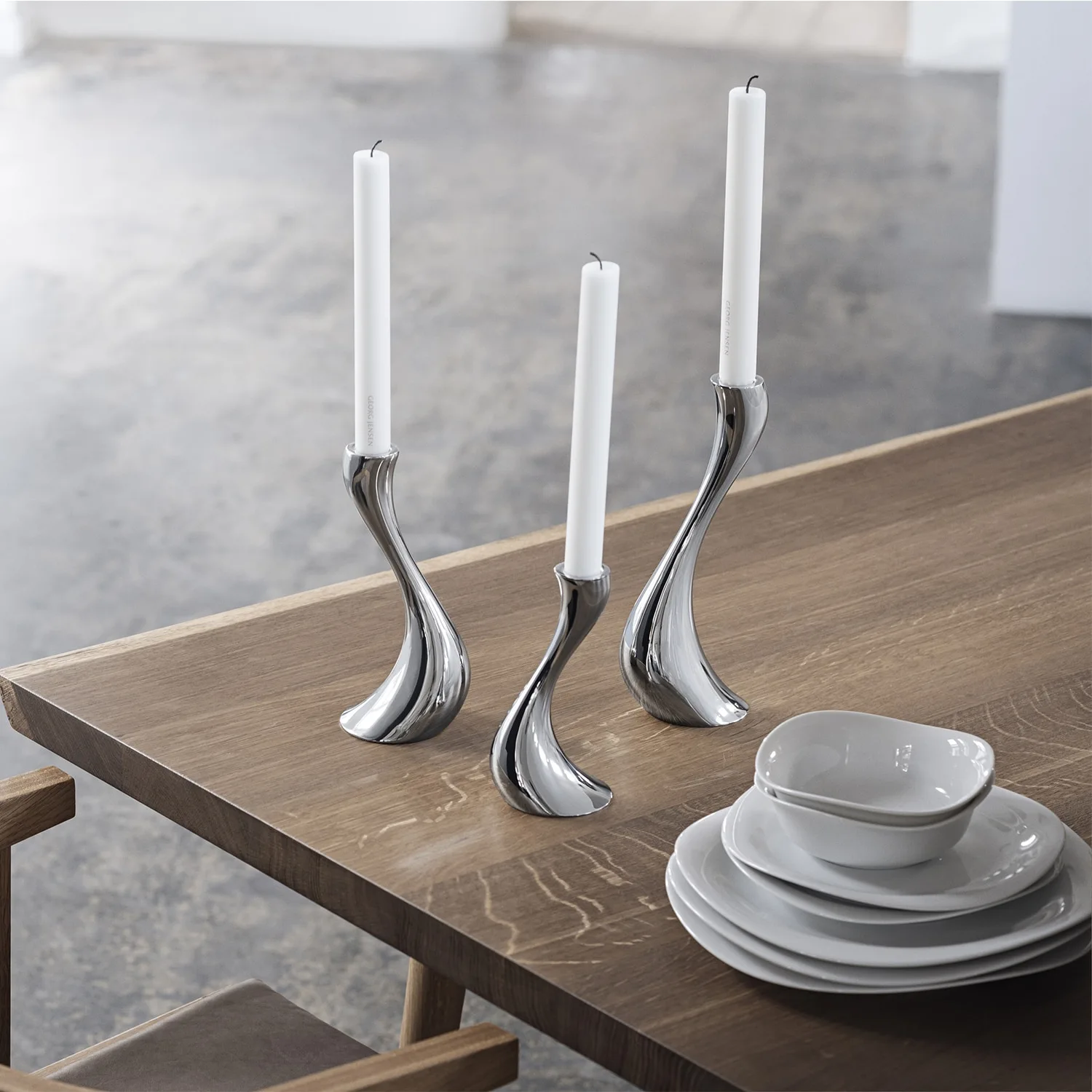 Georg Jensen Cobra Candle Holders, Set 3 Pieces 4 Georg Jensen Cobra Candle Holders, Set 3 Pieces - Image 2
