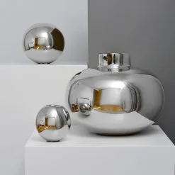 Hilke Collection Amico Vase Ø Cm, Nickel Plated Brass -Candleholders Sales hilke collection amico vase nickel plated brass 9
