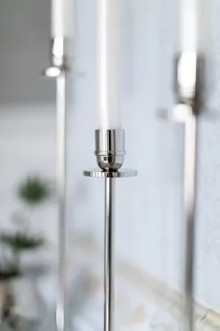 Hilke Collection Chiaro Di Luna Candlestick Nickel-plated Brass, 40 Cm -Candleholders Sales hilke collection chiaro di luna candlestick nickel plated brass 12 2