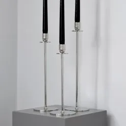 Hilke Collection Chiaro Di Luna Candlestick Nickel-plated Brass, 40 Cm -Candleholders Sales hilke collection chiaro di luna candlestick nickel plated brass 15 2