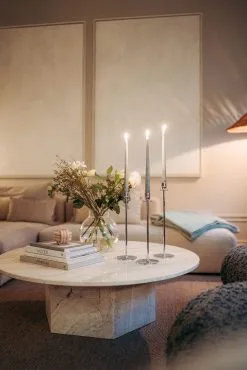 Hilke Collection Chiaro Di Luna Candlestick Nickel-plated Brass, 40 Cm -Candleholders Sales hilke collection chiaro di luna candlestick nickel plated brass 31