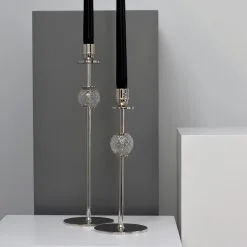 Hilke Collection La Luna Candlestick Nickel Plated Brass, 40 Cm -Candleholders Sales hilke collection la luna candlestick nickel plated brass 10 1