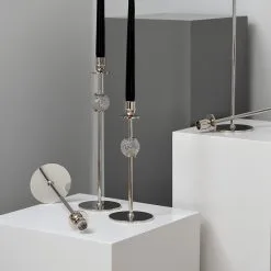 Hilke Collection La Luna Candlestick Nickel Plated Brass, 30 Cm -Candleholders Sales hilke collection la luna candlestick nickel plated brass 11