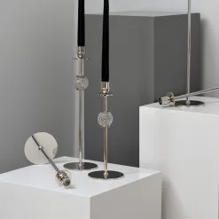 Hilke Collection La Luna Candlestick Nickel Plated Brass, 40 Cm -Candleholders Sales hilke collection la luna candlestick nickel plated brass 17