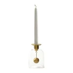 Klong Bell Candle Stick, Glass/Brass