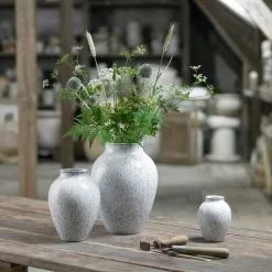 Knabstrup Keramik Vase 12,5 Cm, White/Grey -Candleholders Sales knabstrup keramik vase white grey 10