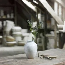 Knabstrup Keramik Vase 12,5 Cm, White/Grey -Candleholders Sales knabstrup keramik vase white grey 12