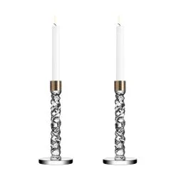 Orrefors Carat Candle Holder H 24,2 Cm, 2-Pack, Brass