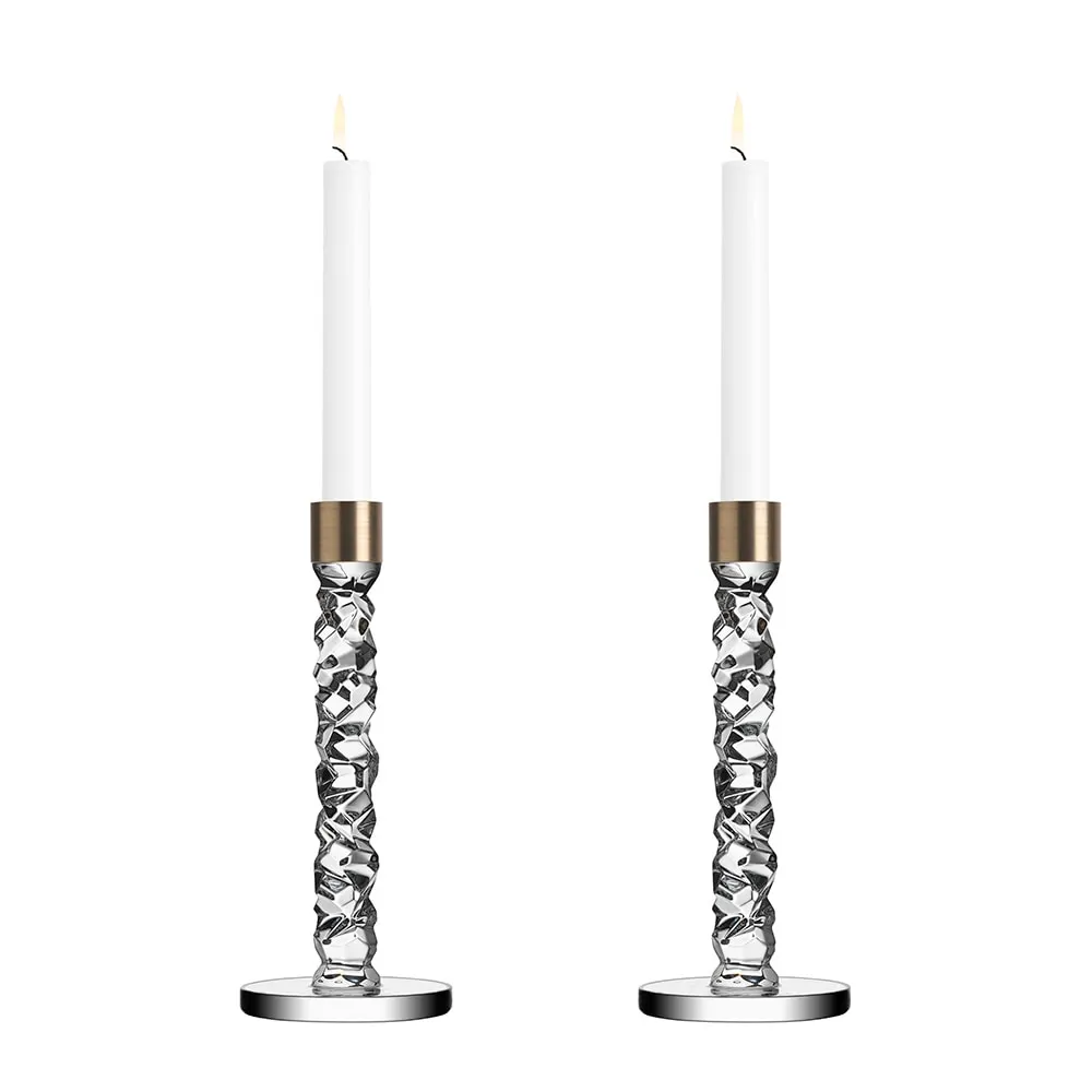 Orrefors Carat Candle Holder H 24,2 Cm, 2-Pack, Brass 3 Orrefors Carat Candle Holder H 24,2 Cm, 2-Pack, Brass