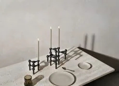 STOFF Nagel Nagel Candlestick 3 Pieces, Matte Black -Candleholders Sales stoff nagel candle holder 3 pcs 26