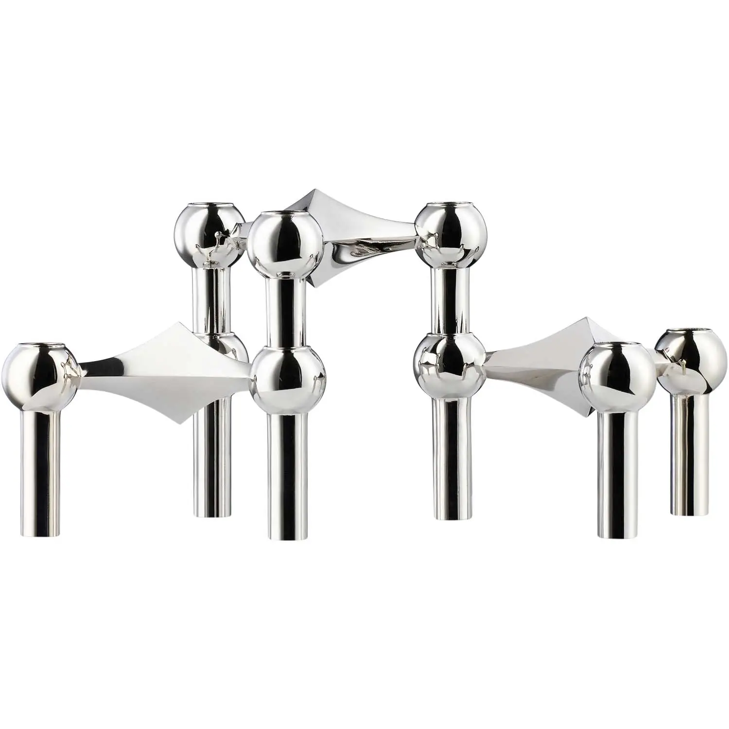 STOFF Nagel Nagel Candlestick 3 Pieces, Chrome 3 STOFF Nagel Nagel Candlestick 3 Pieces, Chrome