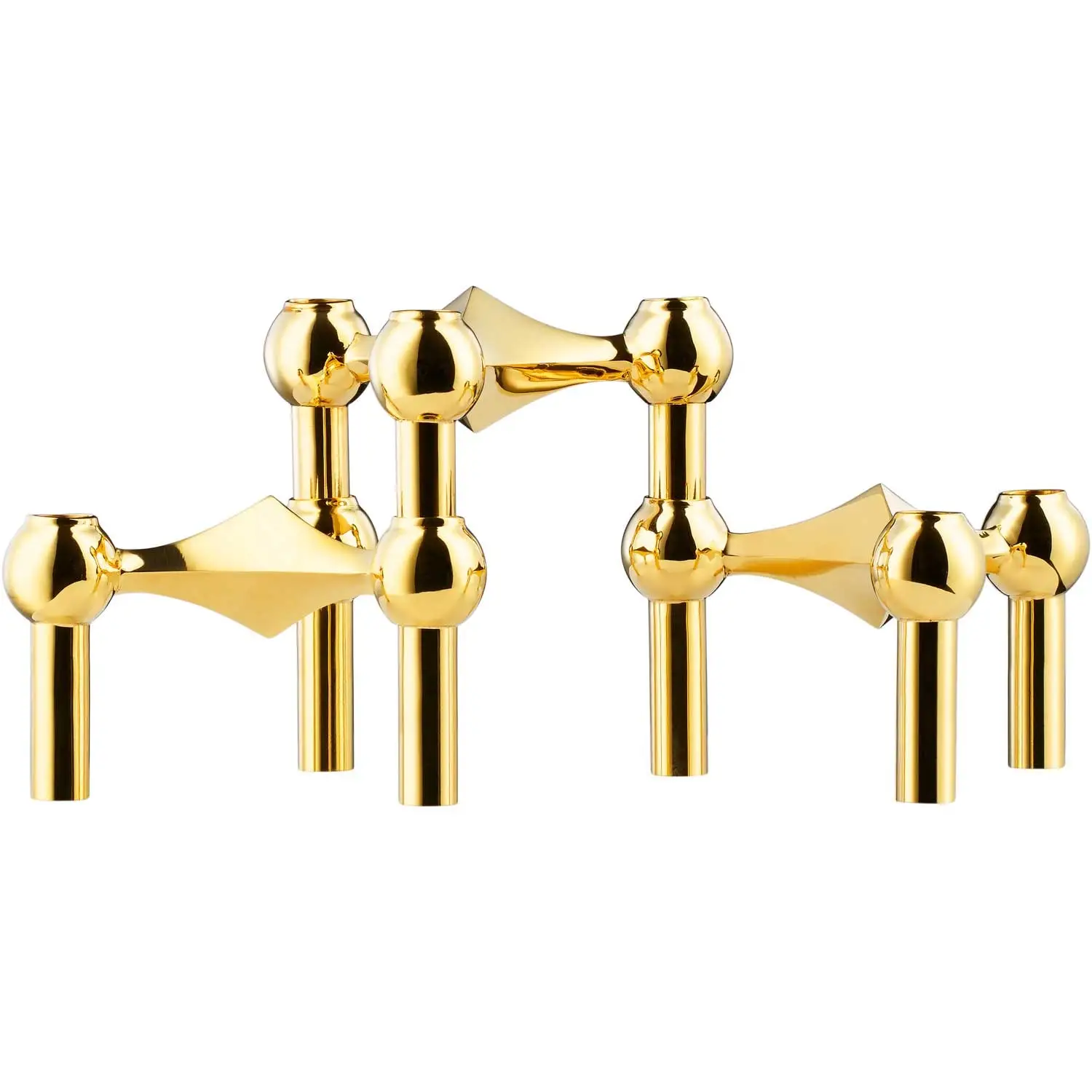 STOFF Nagel Nagel Candlestick 3 Pieces, Brass 3 STOFF Nagel Nagel Candlestick 3 Pieces, Brass